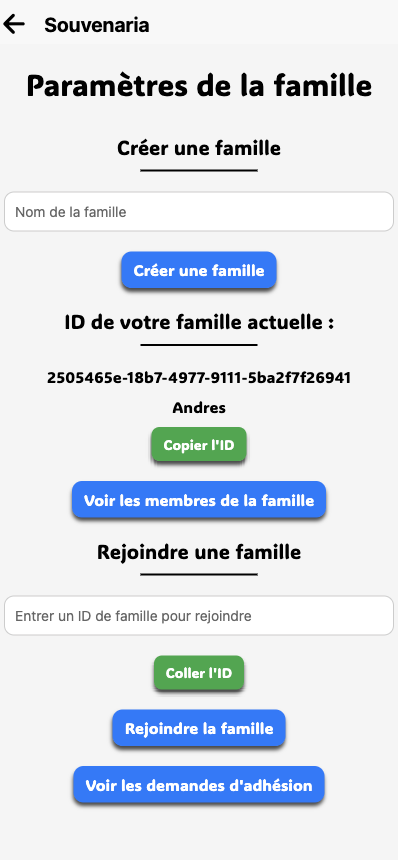 Création de familles
